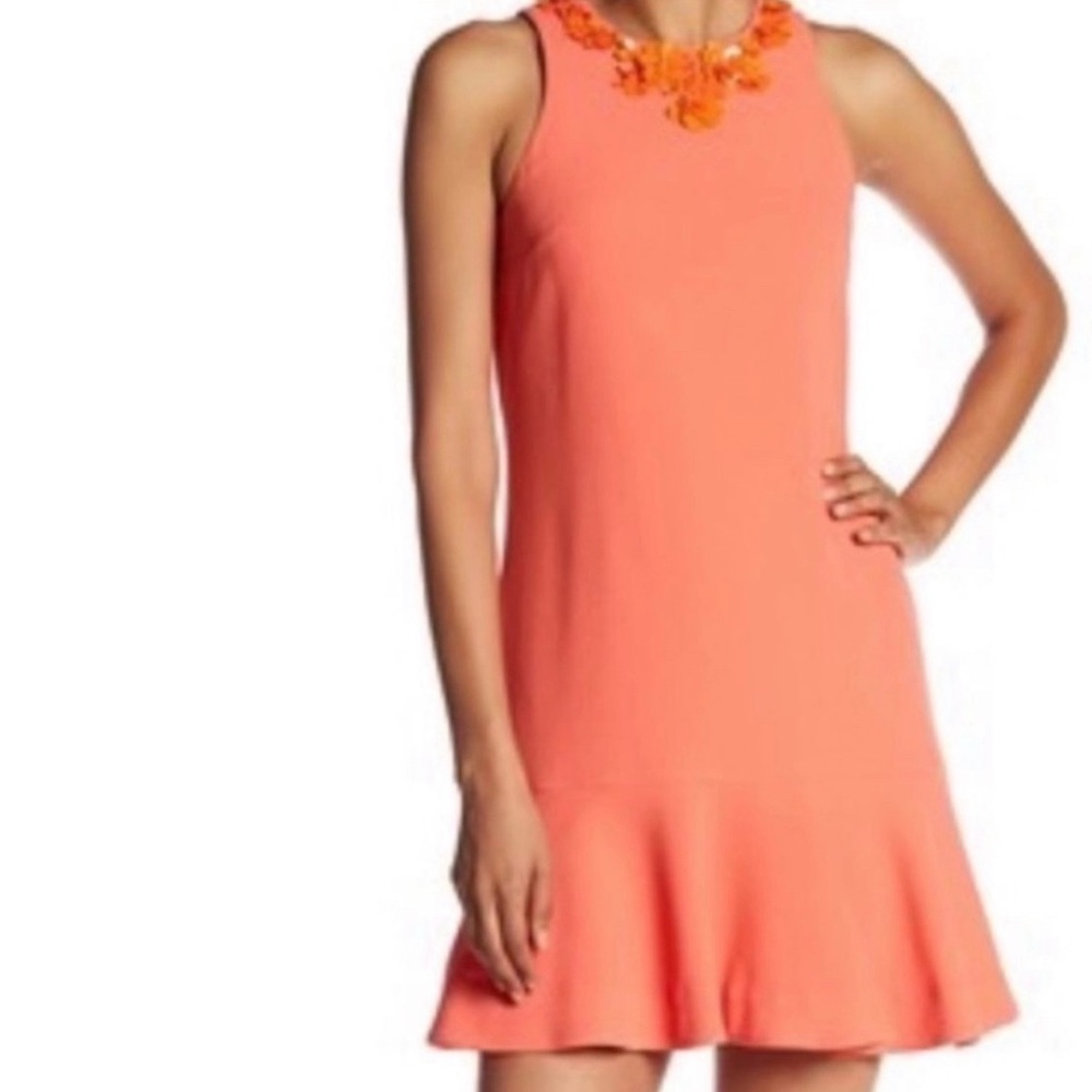 Trina Turk Sleeveless Coral Dress with Ruffle Hem size 8